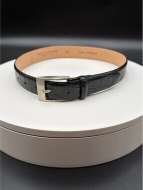 Boys Paul Lawrence Black Alligator Croc Embossed Leather Belt Size 24 (Kids 5/6)